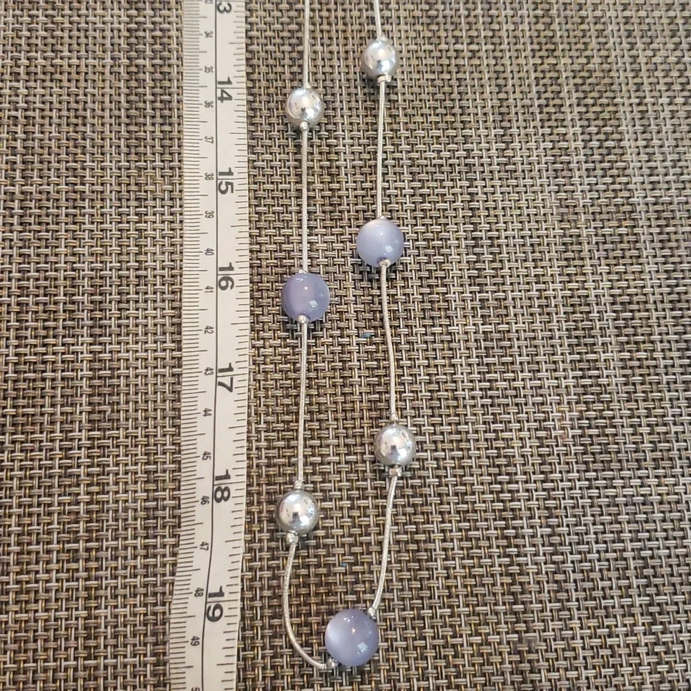 Vintage Necklace with silver tone and lavender  beads